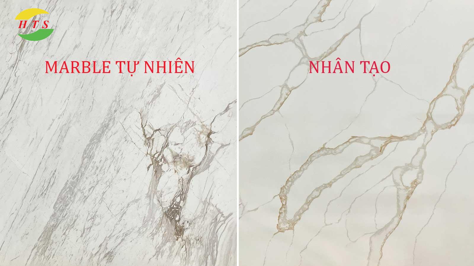 đá marble tự nhiên và đá nhân tạo so sánh